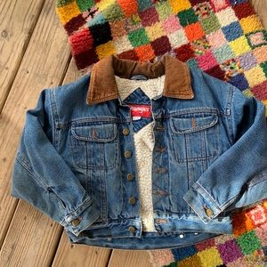 VNTG Wrangler ‘Hero’ Denim Sherpa Crop jacket SM